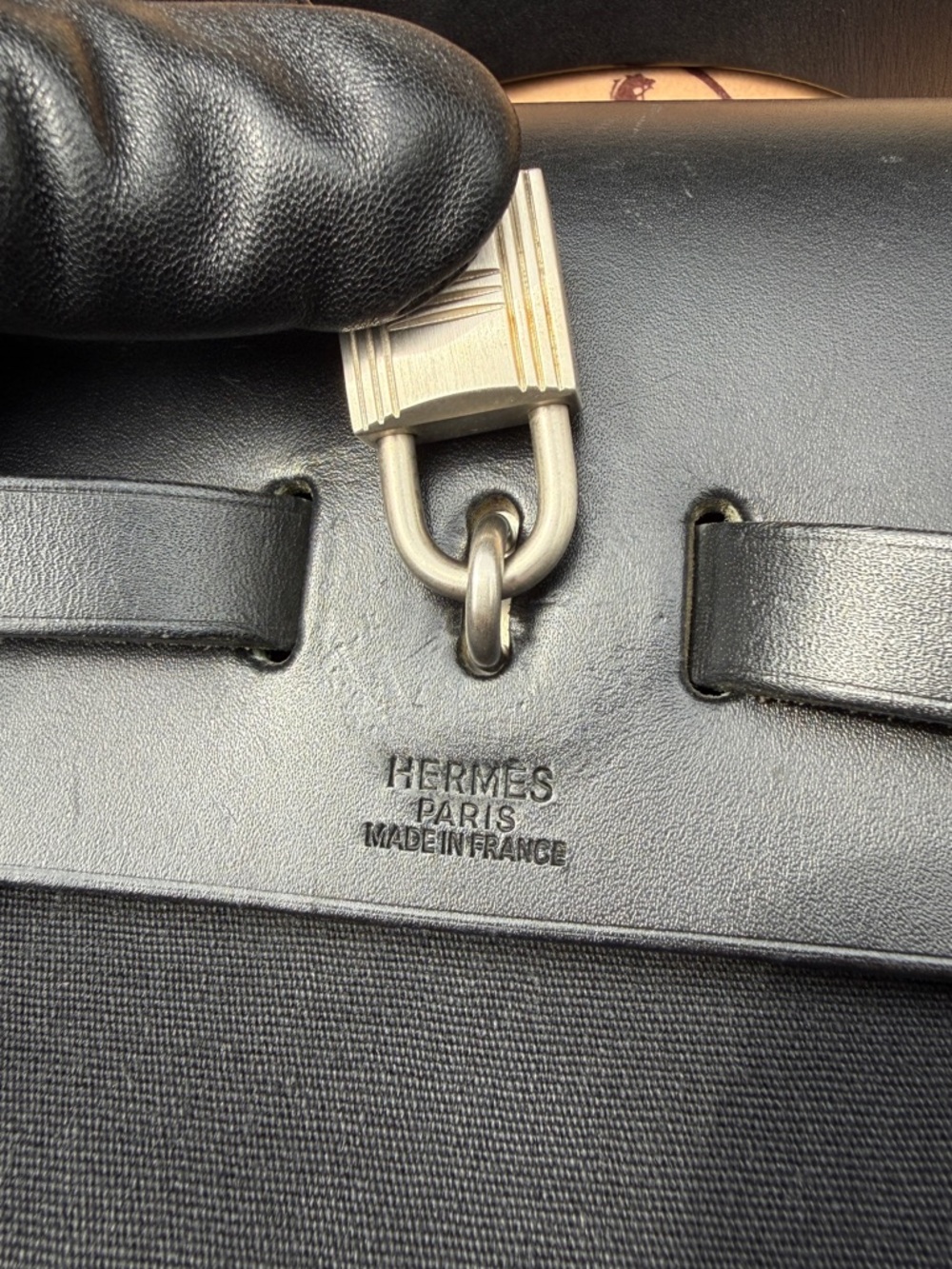 Hermès Herbag Backpack Black Toile Vache Hunter Palladium Full Set VTG Full Set - Picture 5 of 15